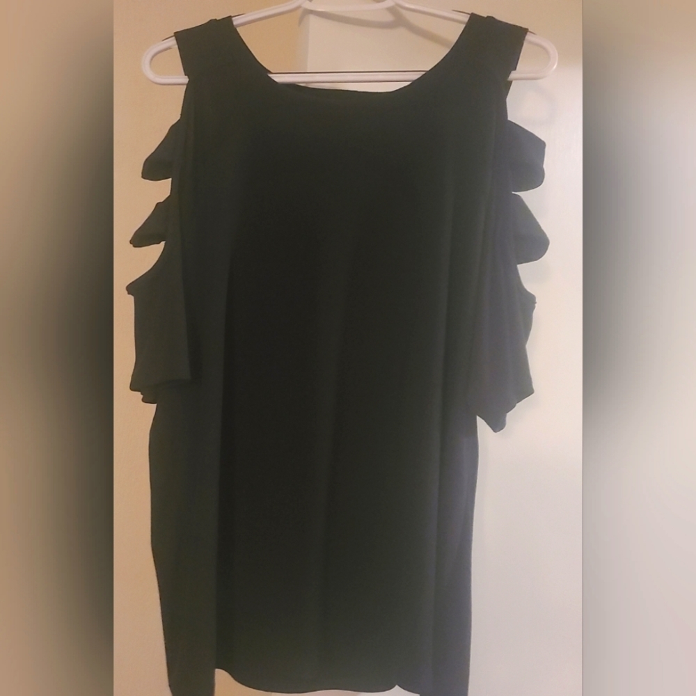 Ava James Plus Size Solid Black Ribbed
